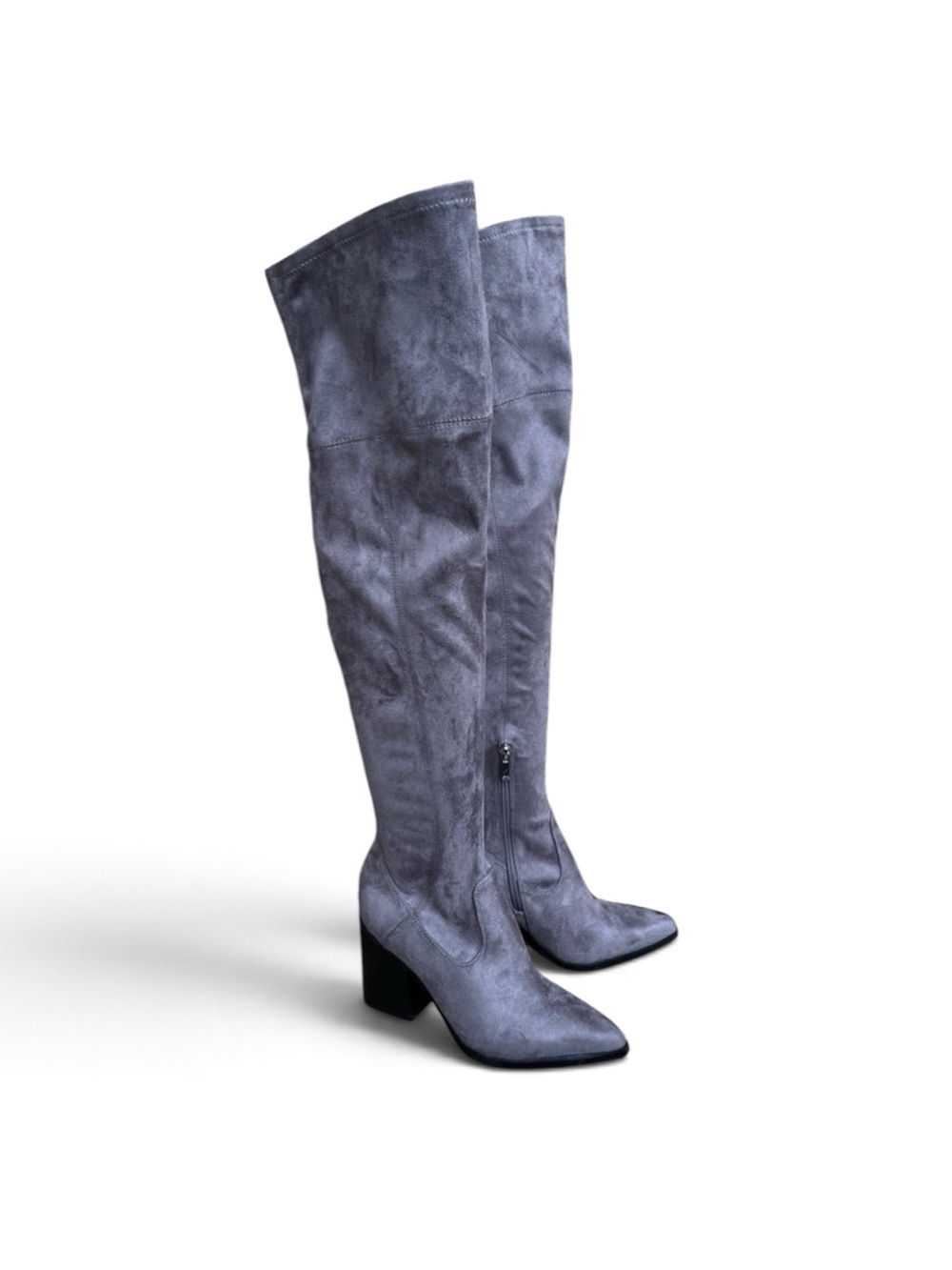 NEW Marc Fisher OTK Over the Knee Faux Suede Boots Gray Sz 7.5